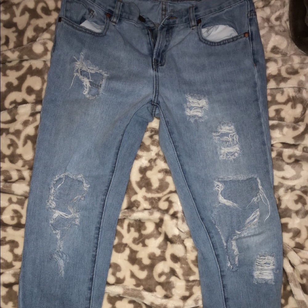 Ripped jeans.